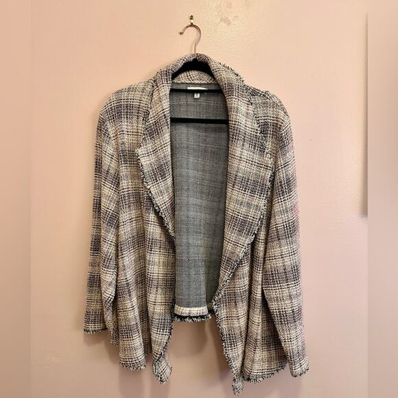 Max Studio Pink Black Tweed Fringe Open Blazer 3XL - Picture 1 of 12